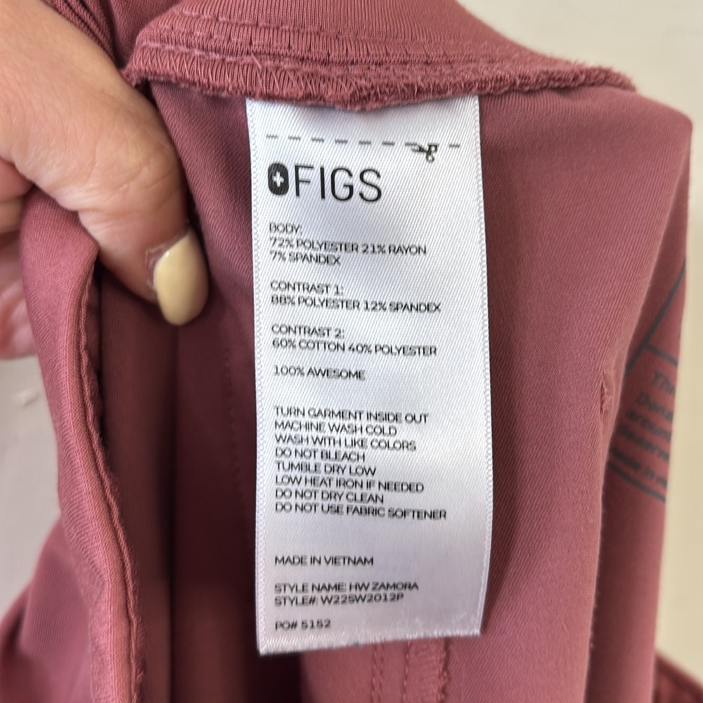 FIGS Zamora High Waisted Jogger Scrub Pant Mauve Size Small Petite - Picture 13 of 13